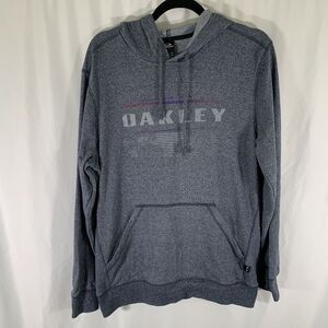 Oakley Hoodie Men's Medium Blue Graphic Print Drawstring Pockets Pullover
